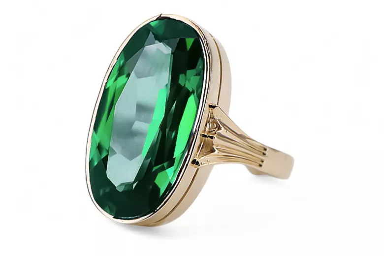 Szmaragd 14k żółte złoto Pierścionek Vintage vrc113y